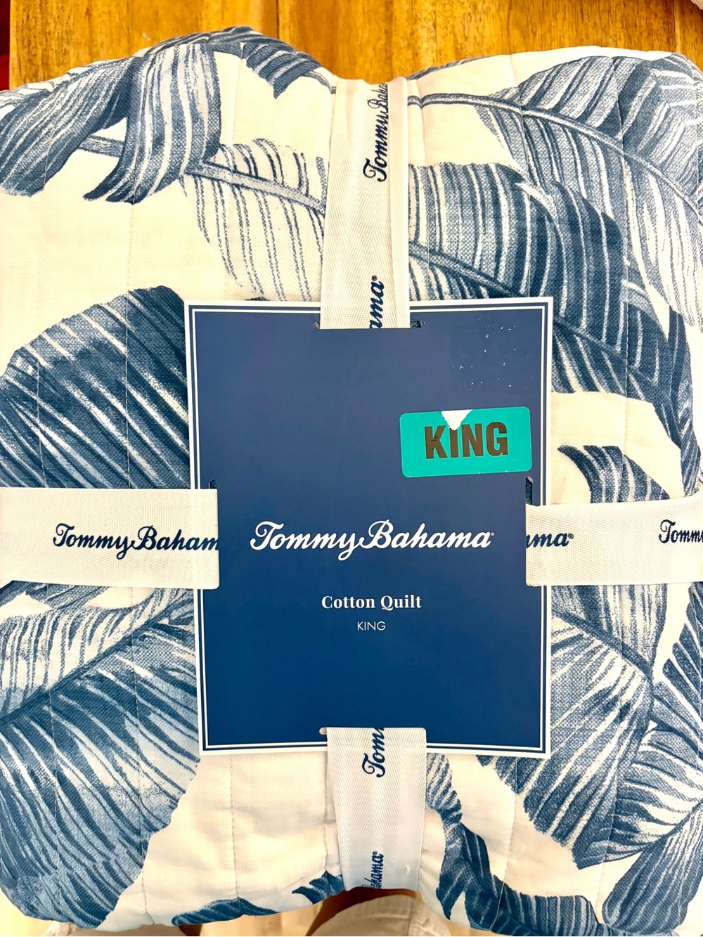 Tommy Bahama Fiesta Palm Blue Leaf Print 100% Cotton Quilt - King - Picture 6 of 7